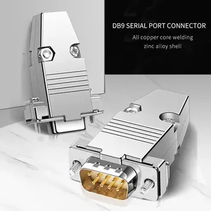 Metal DB9 seri fiş konnektörü altın kaplama 2 satır 9 Pin RS232 konnektörler erkek kadın DB 9 COM PLC seri adaptör kabuk ile - Product Image 1