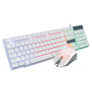 Teclado ergonómico y ratón para Gamers, periférico con cable retroiluminado en español, inalámbrico, de cuero, 104 teclas - Product Image 1