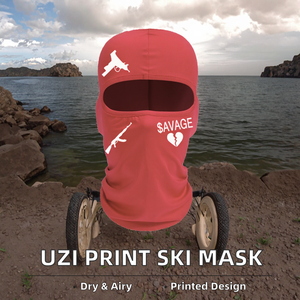 Düşük adedi 1 delik ipek düz Uzi Ak47 baskı yarış karakter spor nefes Polyester Balaclava tam yüz kayak maskesi - Product Image 2