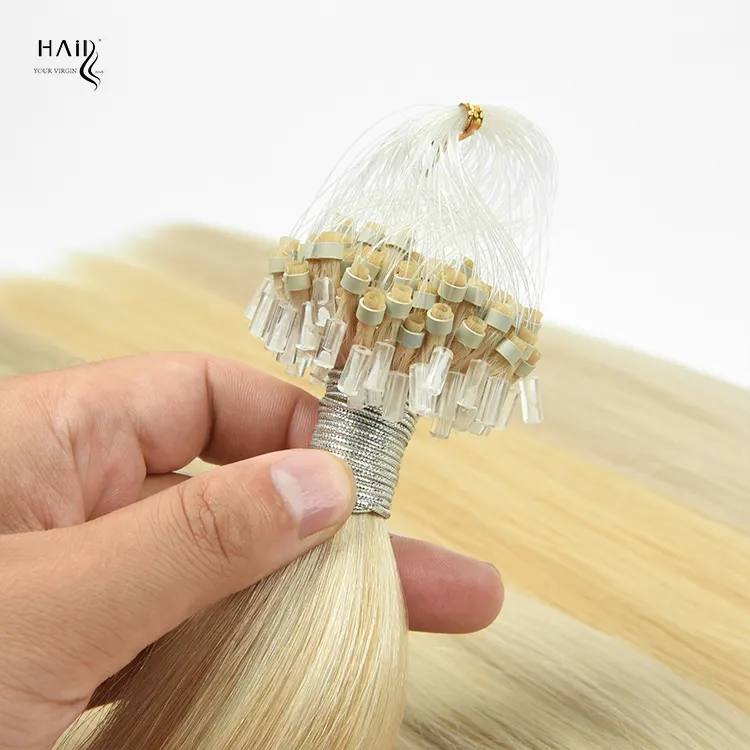 Microanillo de extensión de cabello humano Remy, Microlink, extensión de cabello, Micro bucle, prepegado, frío, punta, Remy