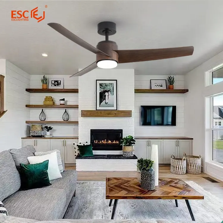 ESC hogar 52 pulgadas 3 aspas ventilador de techo luz ETL chino relámpago ventilador de techo con iluminación de araña