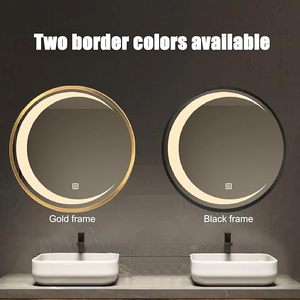 Espejo de baño LED Espejo de baño inteligente Atenuación de luz de tres colores, con botón táctil, pantalla de tiempo y función de desempañado - Product Image 3