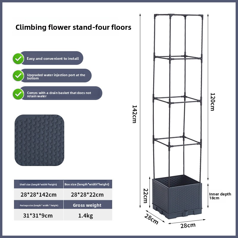 grey Right Angle Four-Tier - Plastic Support Rods