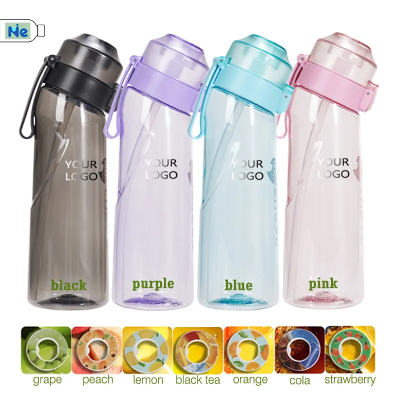 Taza de agua perfumada sin BPA para exteriores, botella de agua de 650ML, vaso de plástico con 7 sabores, taza de viaje en verano para acampar