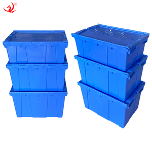 Logistic Wholesale Plastic Große Umzugs kartons Klappbarer Vorrats behälter mit Deckel und gestapelten Lager behältern