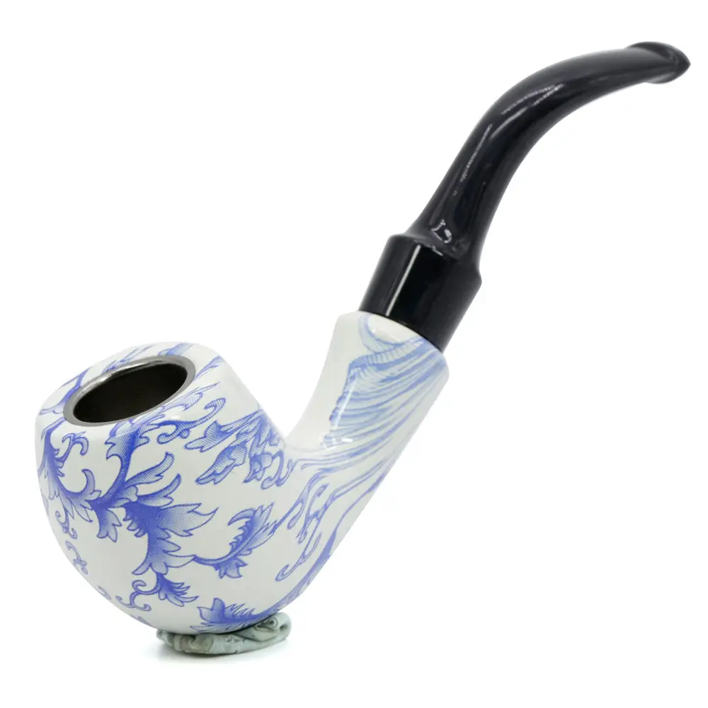 Blue and white porcelain Hand Pipe for Tobacco Wooden Smoking Pipes Glass Pipe Smoking