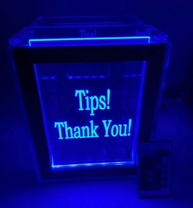 Kişiselleştirilmiş büyük akrilik İpucu kutusu çekiliş fon Fund bağış düğün depolama LED yanar 16 renk neon pembe akrilik kutu - Product Image 3