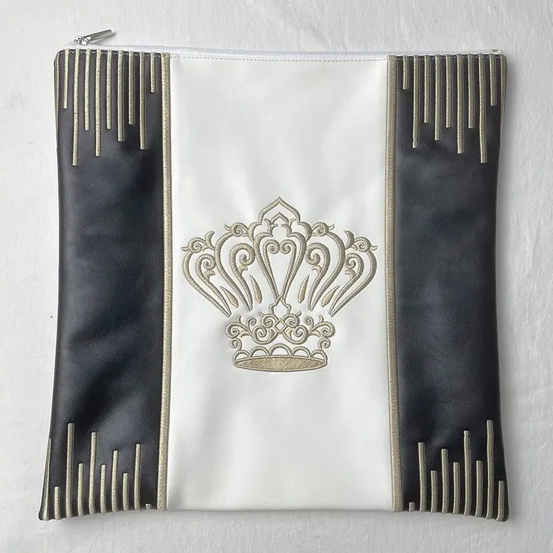 Bolso judío Tallit con cristal 2024 nuevo diseño para chal de oración judía bolso de cuero PU bordado con cremallera