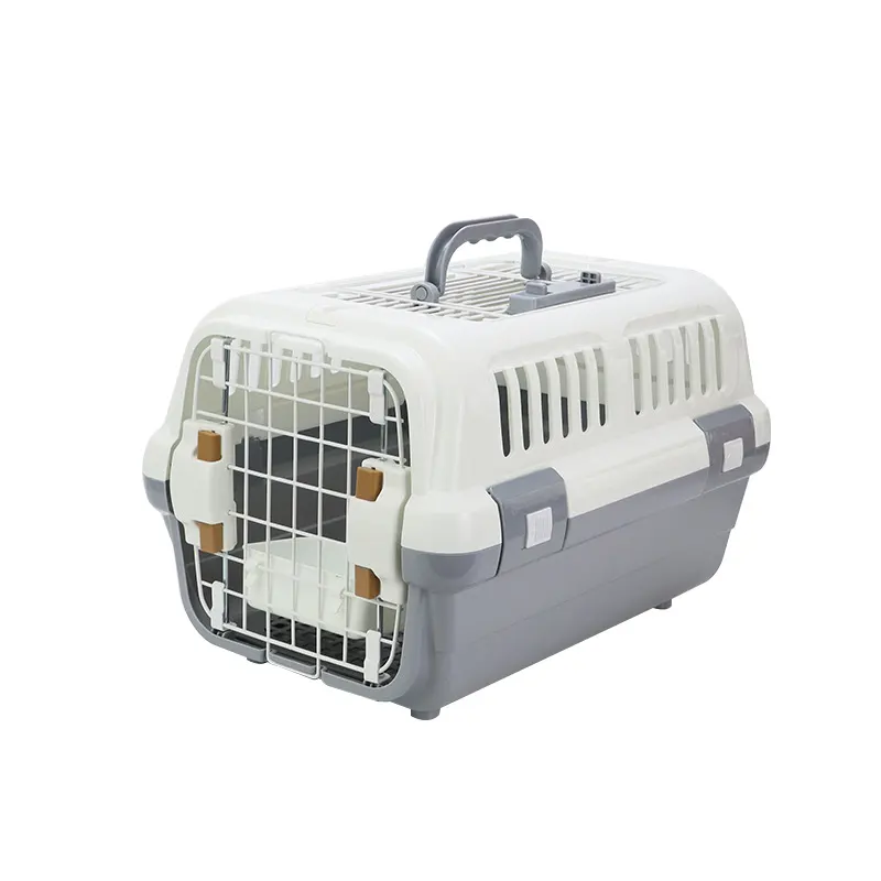 Transportines portátiles de plástico para perros, caja de aviación para animales, jaula de viaje para mascotas, caja de aire para mascotas aprobada por la aerolínea
