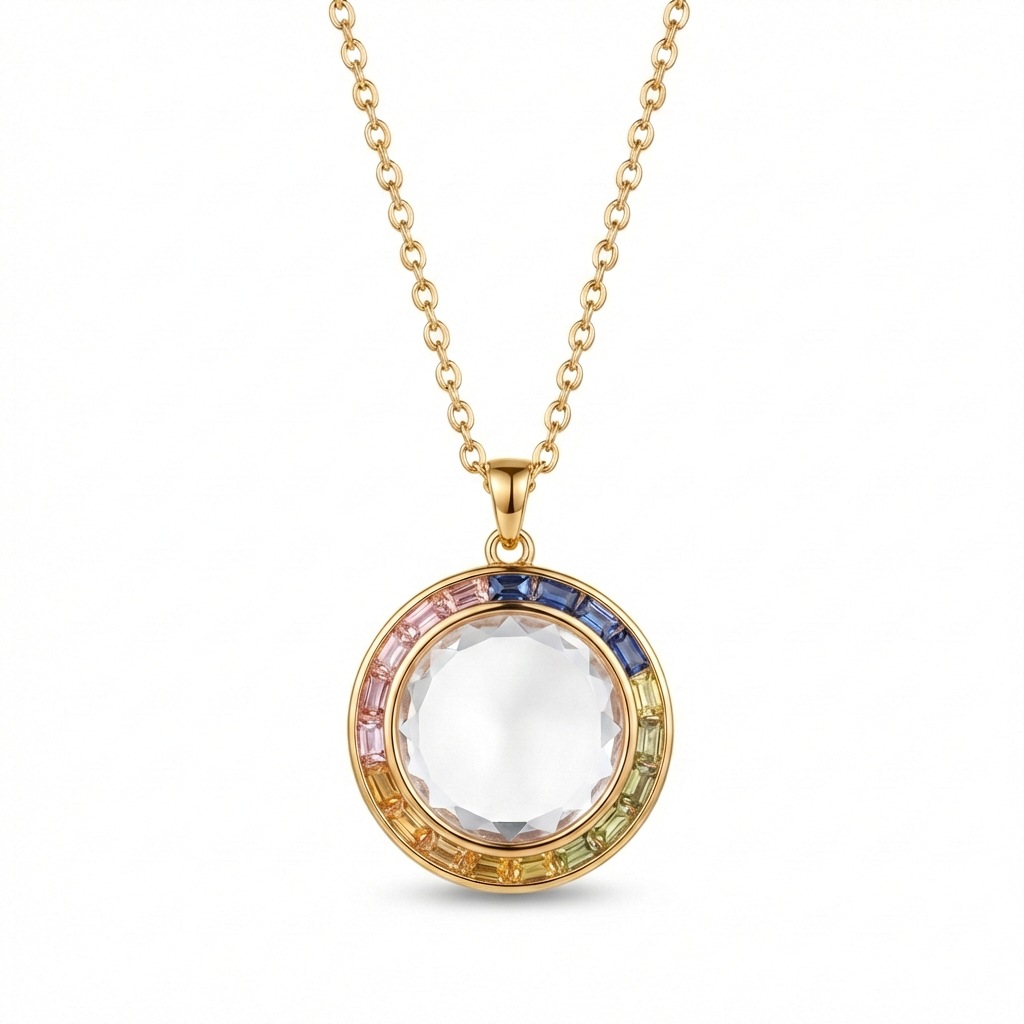 Collier boîte ronde diamant coloré-boîte vide en or