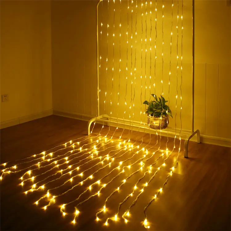 Waterfall Curtain LED Fairy String Light Garland Water Flow Light Window Icicle Interior Room Decorative Light
