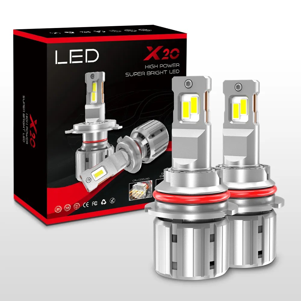 Ampoules de phares de voiture led, vente en gros, X20, 12000LM, 55W, H7, H11, H4, 9004, 9007