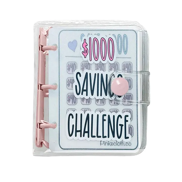 Binder uang penjilid uang tantangan celengan amplop buku 100 hari kulit Pvc Logo kustom