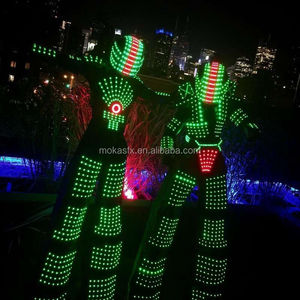 Traje robô dancerwear luminoso, fantasia de halloween, led, para festa, dj, disco, boate