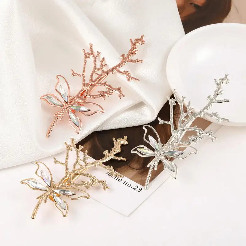 Minimalistische elegante Braut-Hochzeits-Haarzubehör Drachenblätter-Haarclip Braut-Diamant-Haarspitze