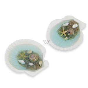 Denizyıldızı ve deniz kabukları ile epoksi reçine dalga sanat el yapımı okyanus zanaat gerçekçi plaj sahne kıyı dekor büyük tarak kabuk - Product Image 6
