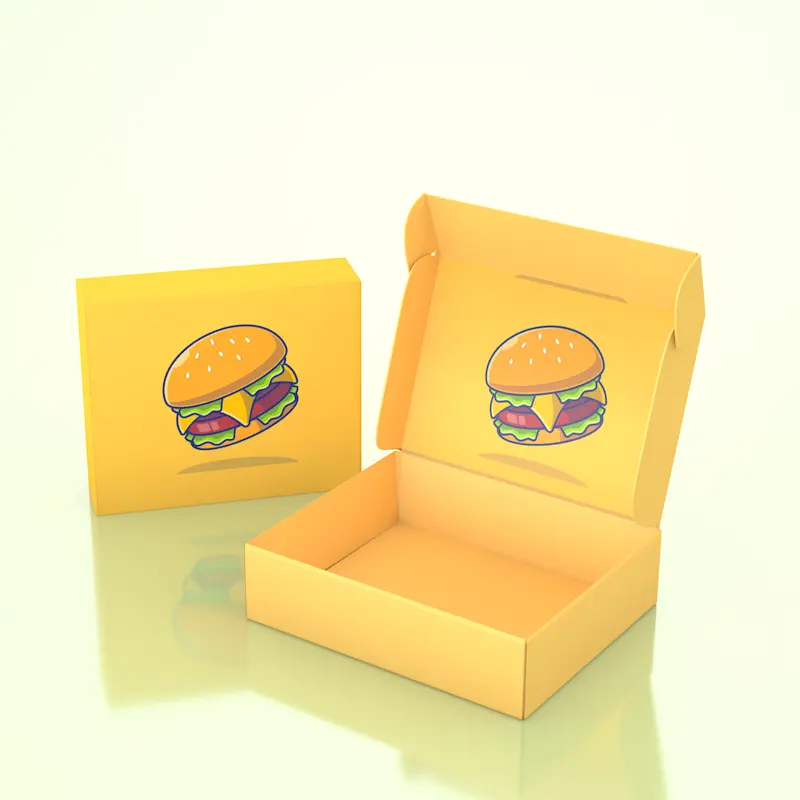 Biodegradable high quality fancy custom logo printing kraft paper food take away container box hamburger box