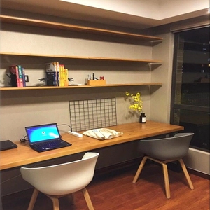 Solid Wood <strong>Desk</strong> Bookshelf Integrated Table Suspended One-line Board Study Table Wall-mounted Wall Suspended <strong>Computer</strong> <strong>Desk</strong> - Product Image 2