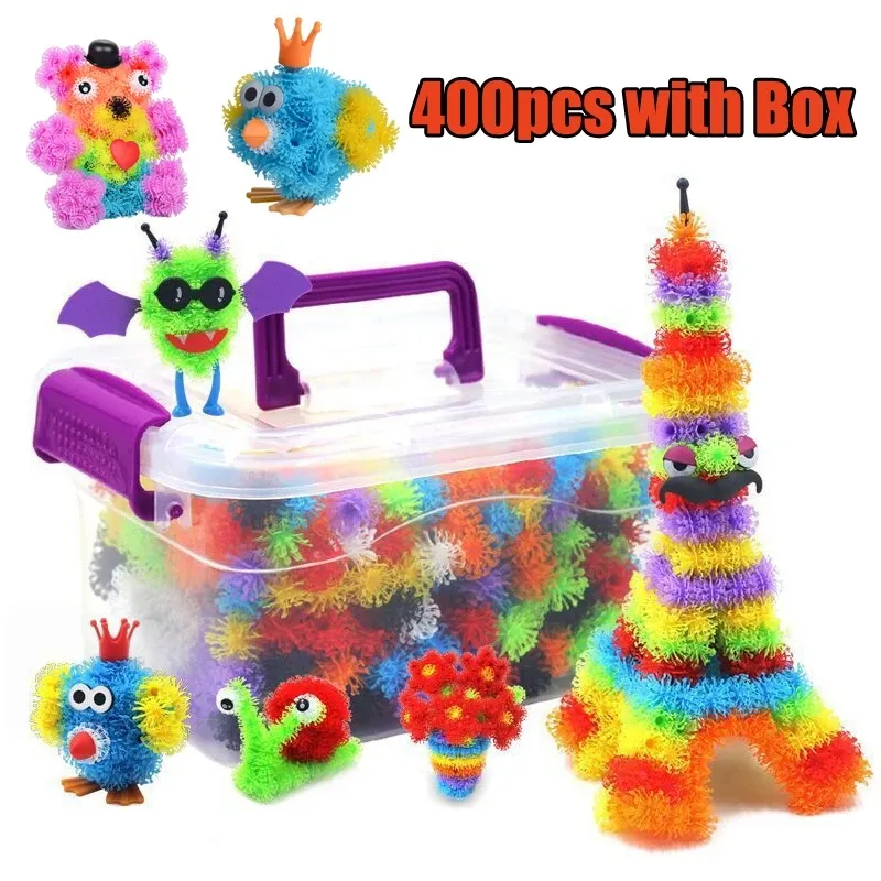 400 pçs/lote 3d espinho bolas montar, bola mágica de plástico puffer bola diy, brinquedos da construção para presentes das crianças