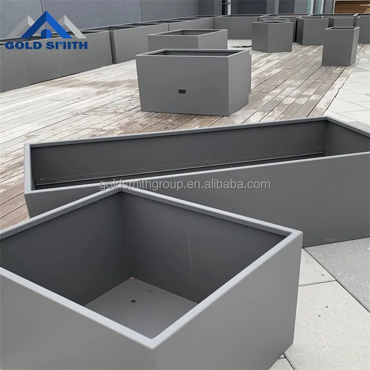 Aluminum alloy planter cement colored flower box resin flower box plant planter elevated garden bed