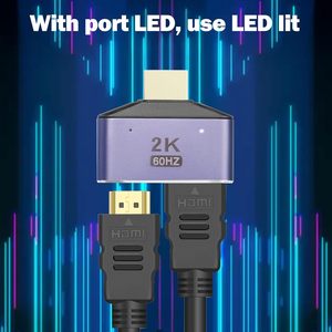 Adaptador HDMI 1 a 2 Splitter 8Gbps UHD 2K 60Hz Splitter Adaptador Convertidor Plug and Play con indicador Chapado en oro - Product Image 2