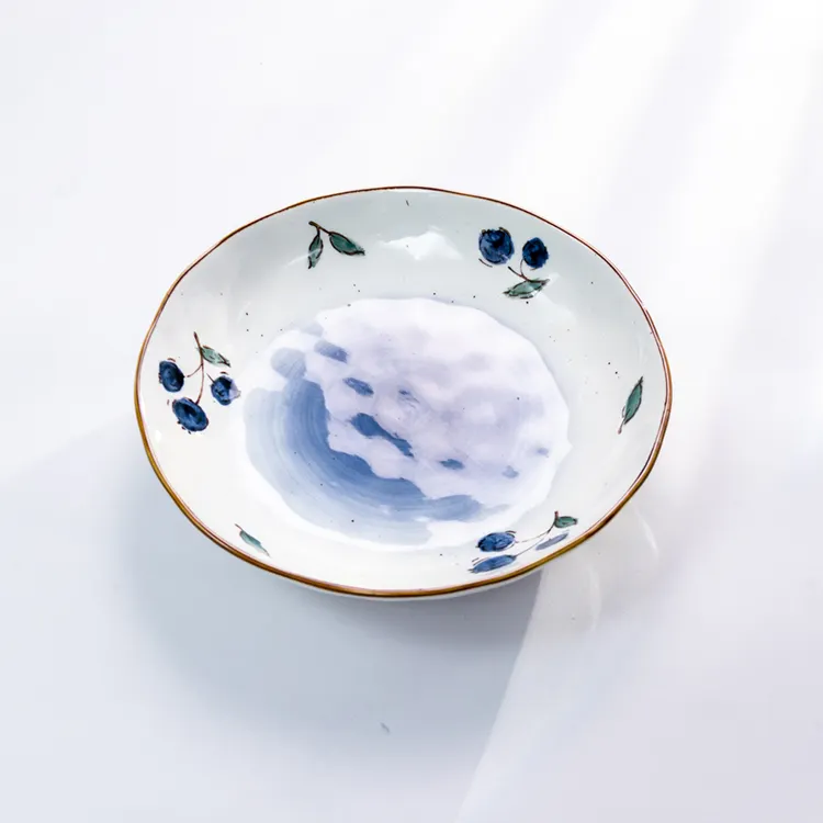 PITO nordico stile domestico blu dipinto a mano piatto profondo stoviglie ceramica 8 "piatti per zuppa per ristorante