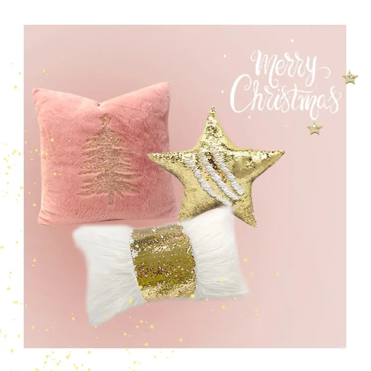 LISO hot sale custom christmas pillow covers fluffy pillows embroidered cushion covers