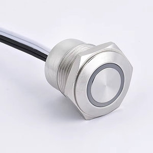 Halka ile 16MM 19MM 22MM Metal Ring mikro-seyahat anahtarı LED ışık 30CM tel basmalı düğme anahtarı MTCF-10E/Y/S - Product Image 1