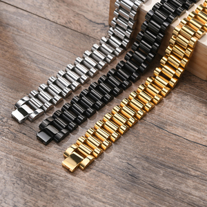 Sofisticado preto aço inoxidável relógio cinto tira pulseira para Mens moda estilo - Product Image 2