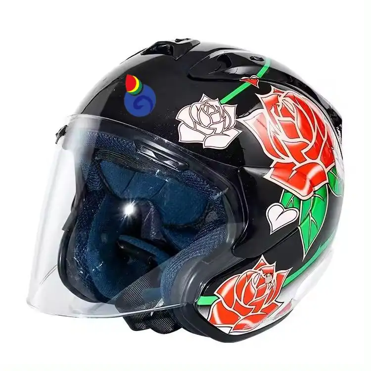 Casco de media cara para hombres y mujeres, Scooter de Motocross, cara abierta con visera, casco Pedelec de velocidad para bicicleta eléctrica