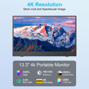 13.3 inç LCD LED küçük monitörler 4K 3840*2160P oyun monitörü IPS Panel ekran anahtarı için USB taşınabilir monitör - Product Image 2