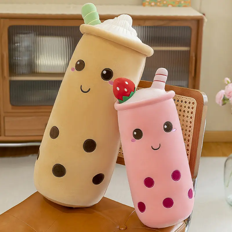 Vendita calda lungo Boba frutta latte tazza di tè bambola cuscino di peluche giocattoli per bambini regalo cuscino imbottito Kawaii
