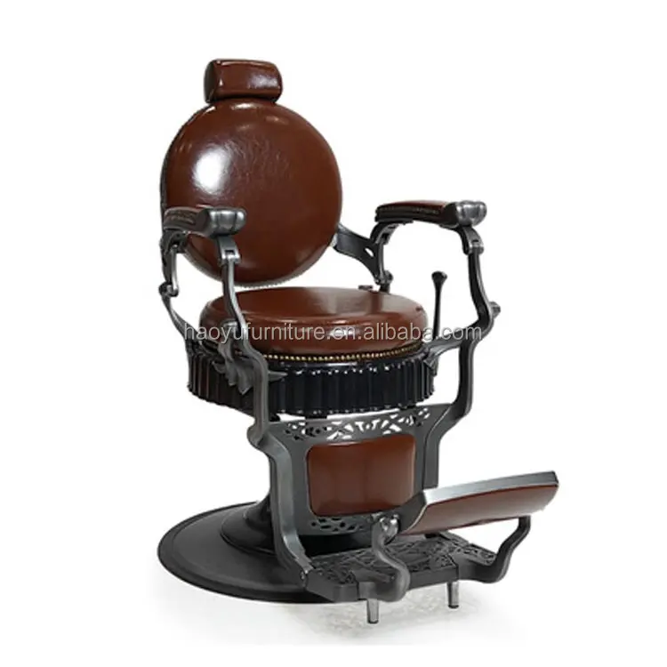 Donkerbruin Lederen Kappersstoel Luxe Hydraulische Pomp Kappersstoelen 3 Jaar Garantie