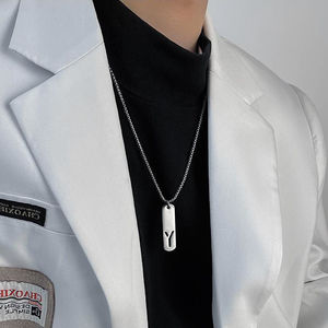Trendy Brand Titanium Steel Casual Men'<strong>s</strong> Necklace Easiest Match English Letter Niche Design Fashion <strong>Chains</strong> Necklaces Gift - Product Image 3