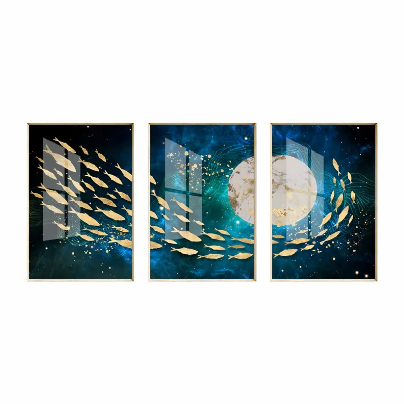 Commercio all'ingrosso oro blu vetro astratto ceramica Still Life Art Set decorativi dipinti ad olio decorazione per la casa decorazione parete arte dipinti categoria