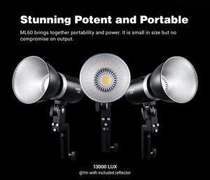 Godox ML60 ML60Bi发光二极管灯60w便携式静音模式支持锂离子交流电源户外照相馆摄影照明 - Product Image 4