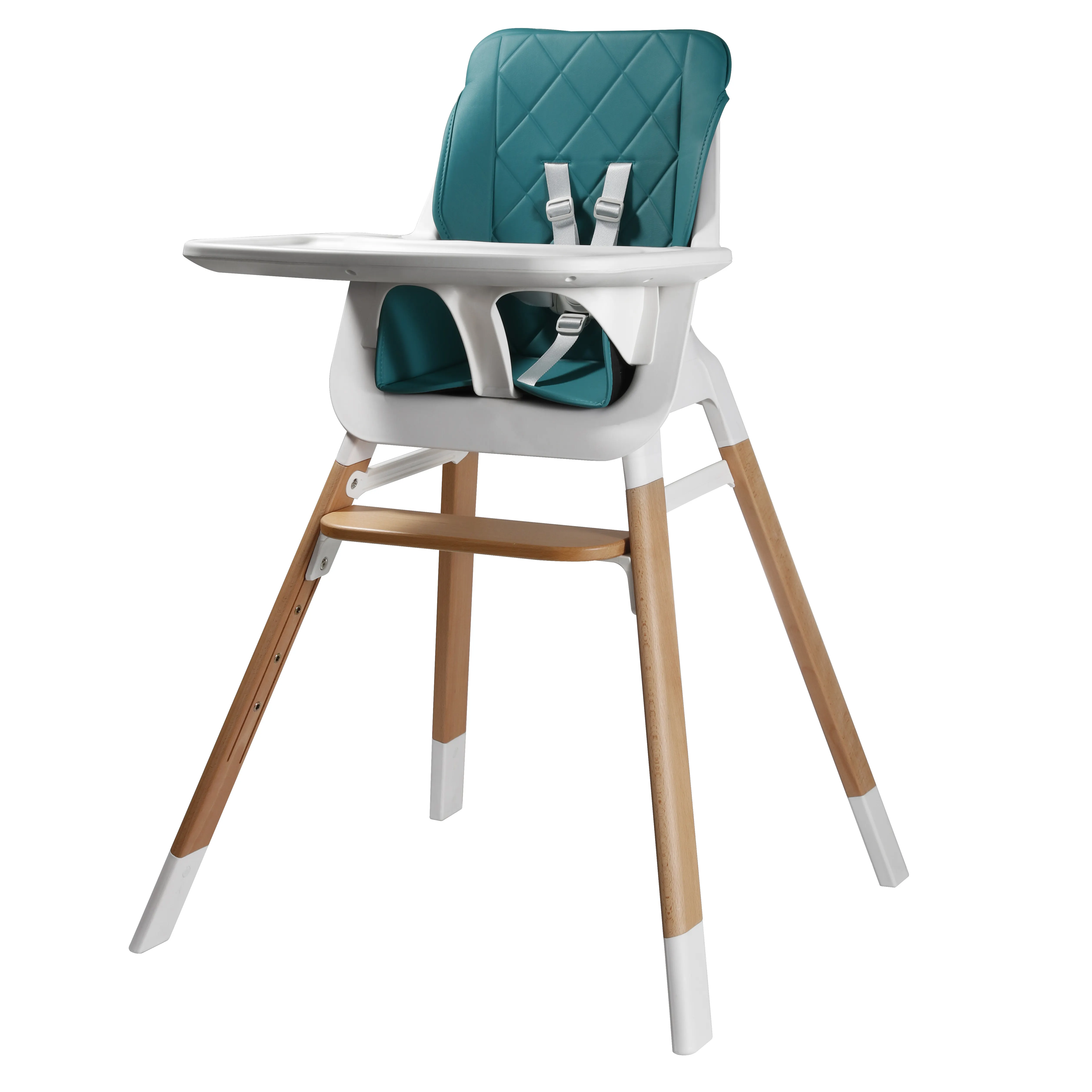 Cadeira de jantar infantil Cadeira de bebê de plástico e madeira de faia