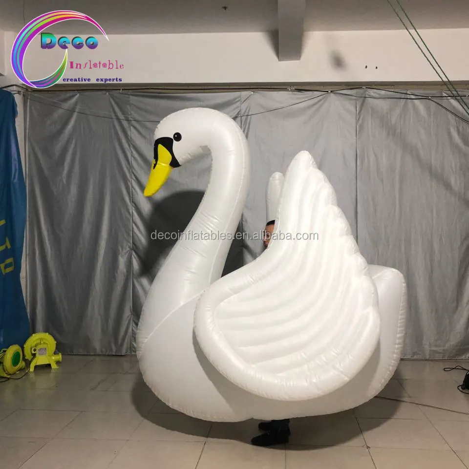 Bonito disfraz inflable para caminar, con diseño de cisne blanco