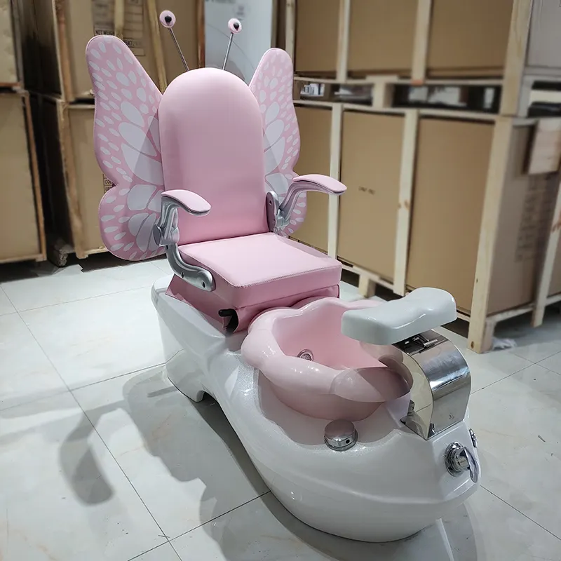 Design unico pink beauty salon equipment kids foot spa manicure chair butterfly child pedicure chair