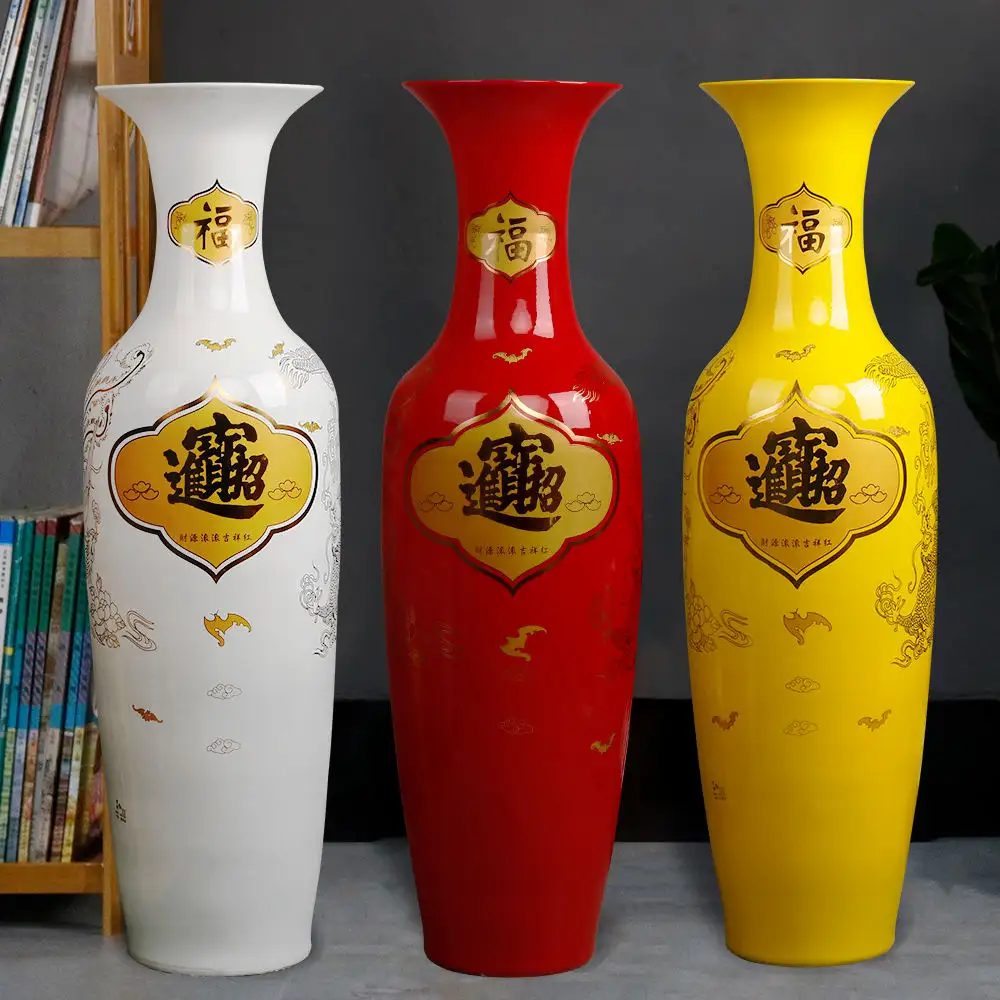 Vasos de chão grandes da moda por atacado - Coleção popular de vasos de cerâmica altos e coloridos em vermelho branco amarelo preto e azul