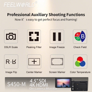 FEELWORLD S450-M <strong>Camera</strong> Monitor 4.5&quot; IPS 3G-SDI &amp; 4K HDMI Input Field Monitor with Battery Plate OEM Logo Custom - Product Image 3