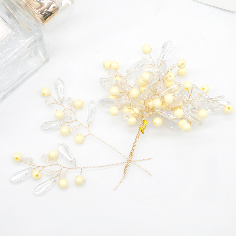 Épingle à cheveux en fil de cuivre avec perle jaune en forme de larme, Style 1