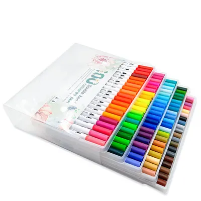 Ensemble de stylos aquarelle marqueur à base d'eau couleur personnalisée tête souple crochet ligne stylo enfants peinture ensemble