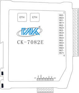 CK-7082E 16-bit Analog Input 0-20ma Ethernet PLC Expansion Module <strong>Modbus</strong> TCP to RS485 Remote IO Cascade Ethernet to PLC - Product Image 3