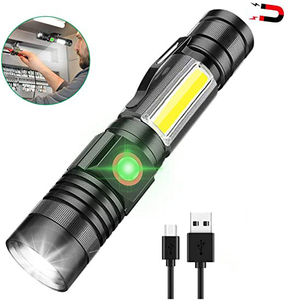 2-in-1自己防衛戦術懐中電灯LEDトーチズームペンクリップIP55キャンプ用ワーキングマグネットポケットトーチT6 - Product Image 3