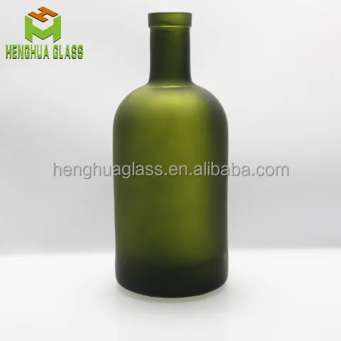 Botella vacía de licor de vidrio color verde oscuro mate, 75cl, 750ml, 25oz, botella de vidrio con color personalizado, alcohol, tequila, Ron