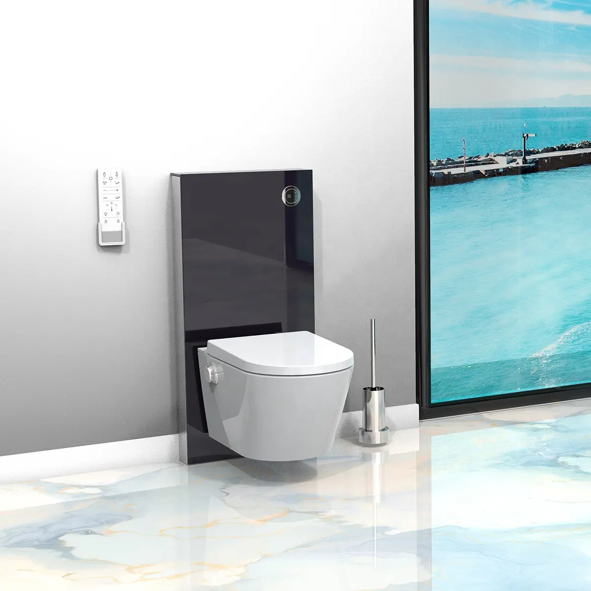 Fernbedienung Warmwasser-Beheizung Sitz Wandhängende elektronische intelligente Toilette für Hotel