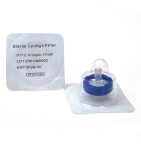 Laboratuvar için bireysel olarak paketlenmiş, 0.22 pcs/pk için hidrofobik PTFE 100/0.45um 13mm steril şırınga filtresi - Product Image 1
