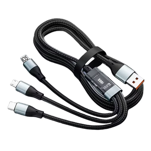 <strong>3</strong>-in-1 100W-120W Fast Charging Cable Digital Display for <strong>Apple</strong> Huawei Android Phones USB Type-C Charger Line TPE Jacket for <strong>IOS</strong> - Product Image 1