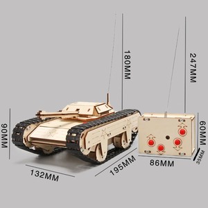 高品质木制DIY手工组装遥控坦克模型杆儿童玩具科学实验套件 - Product Image 3